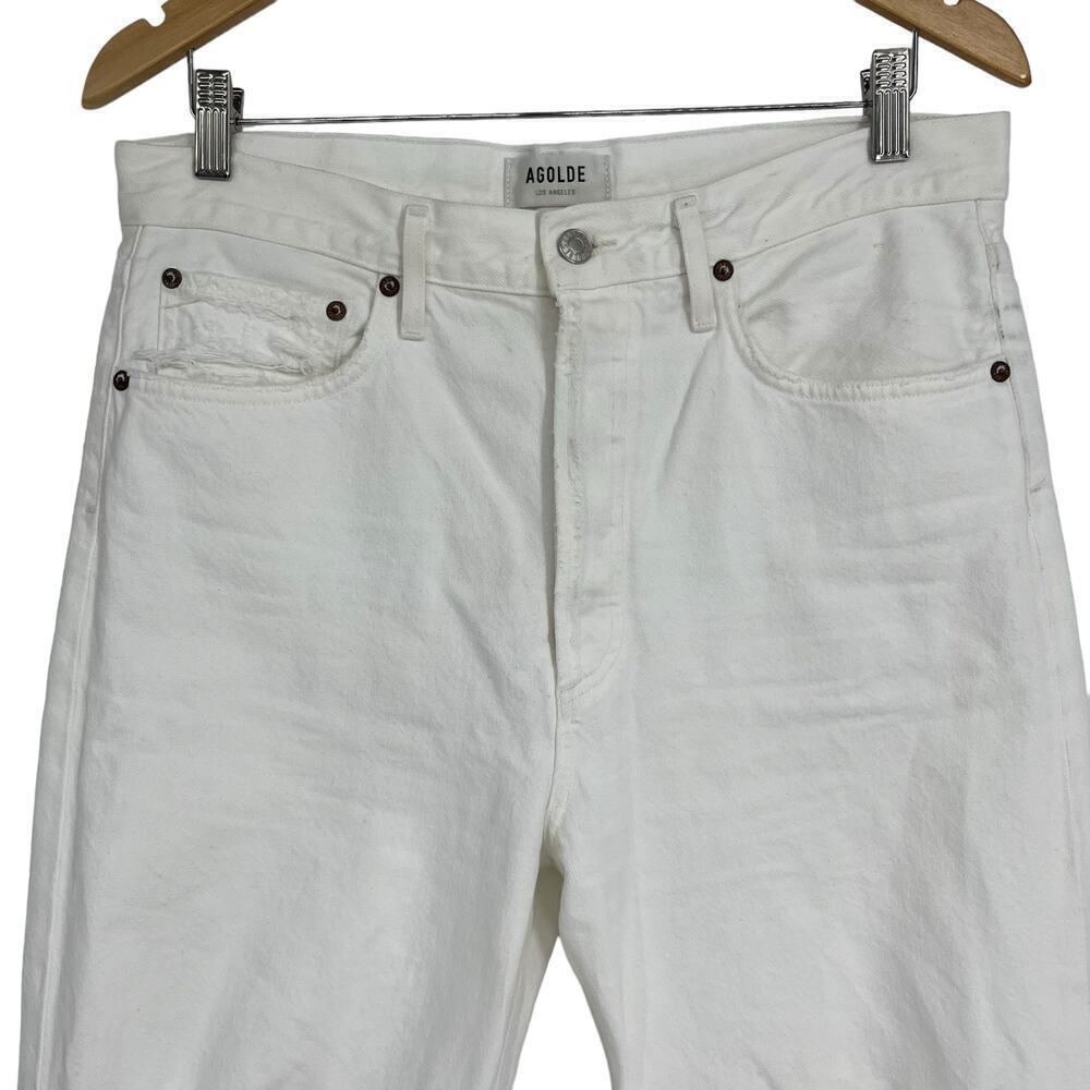 AGOLDE 90's Mid‎ Rise Loose Fit Jeans Distressed Varnish White 29 - Picture 5 of 14